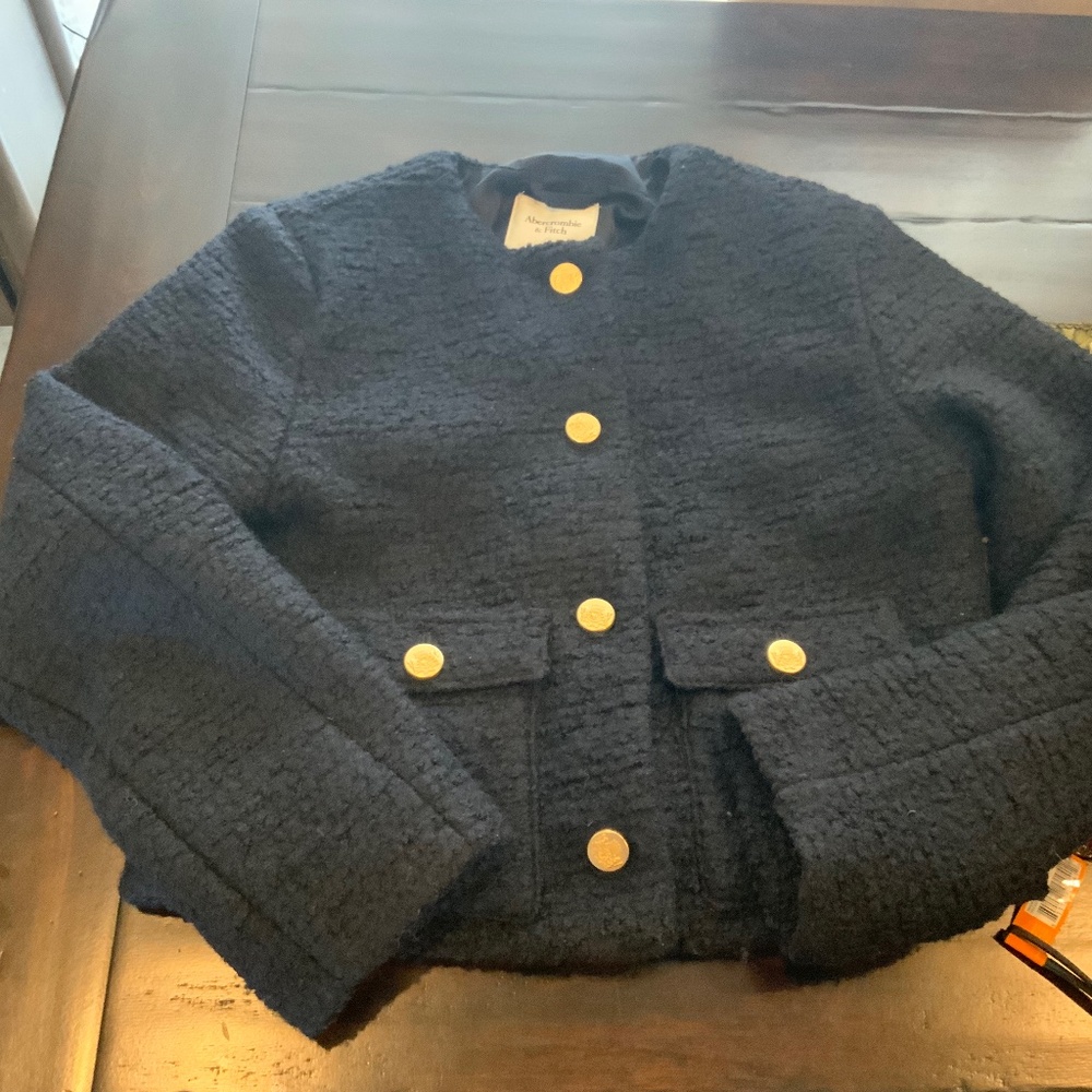 Abercrombie & Fitch Black  Boucle Tweed Jacket, size S, MSRP$140, worn once